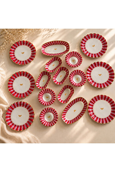 GÜRCÜGLASS Pink Bird Model 16-Piece Breakfast Set