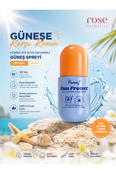 Homm Bitkisel Homm life suya dayanıklı güneş spreyi 150 ml 50+ spf