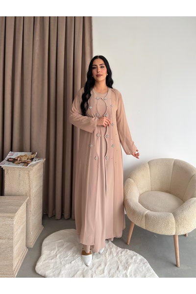 Missrosemoon Yeni Sezon Büyük Beden Tesettür 2’li Elbise Takım – Uzun Hırka v...