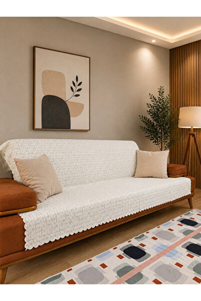 Rain Home Collection Süngerli Kabartmalı Kaymaz Koltuk Örtüsü 160x200 Beyaz