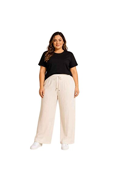 Barinoska Women's Oversized Wrinkled Palazzo Trousers with Elastic Waist and ...