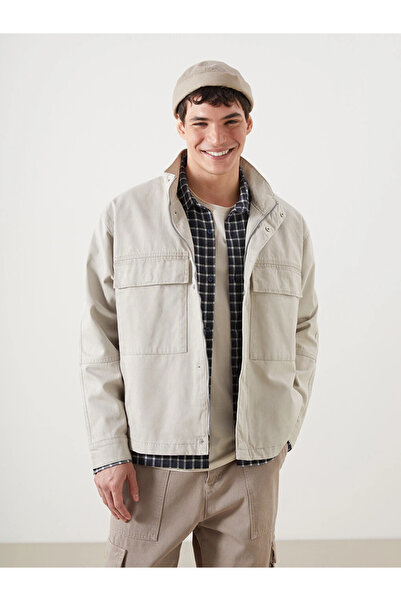 LC Waikiki Beige stand collar men's jacket