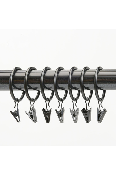 Choice black 20pc 20 Pack Curtain Rings with Clips, Drapery Clips with Rings,...