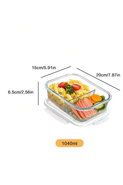 Choice1 L-2-point grid Glass Food Storage Container With Lid, For Meal Prep,F...