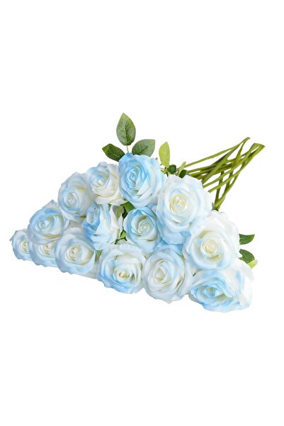 Choice 10 pcs Blue 10Pc Artificial Flowers Blue Rose Valentine's Silk Bridal ...