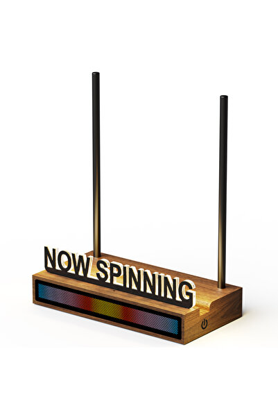 Choice Black Letters Now Spinning Vinyl Record Stand with Warm White LED & RG...