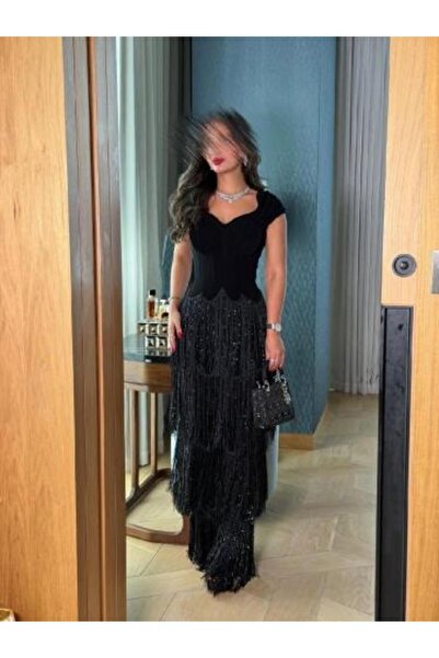 ALTOBAD Fringed Layered Evening Dress