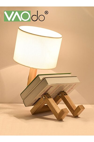 VAODO 3-Color LED Table Lamp Fabric Lampshade Online Switch Bedside Lamp Soli...