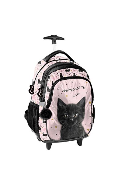 PASO Ghiozdan tip troler cu roți, model Princess Black Cat -Paso