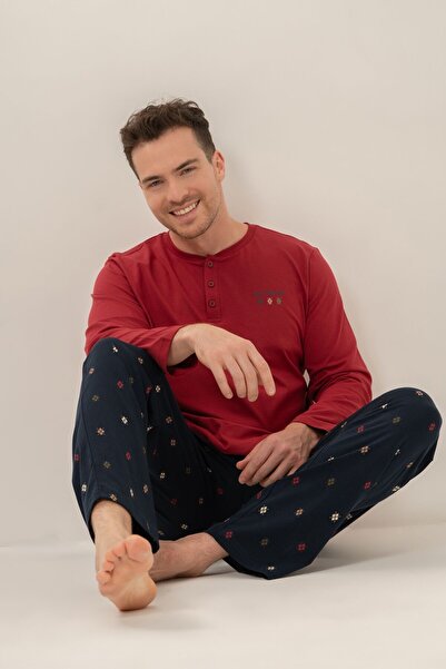 Arnetta Men's Just Breathe Burgundy Long Sleeve Pajama Set Ar3853-S-V2