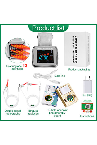 Choice3 EU Plug Full Set 650nm Laser LLLT Watch Phototherapy Board Treatme
