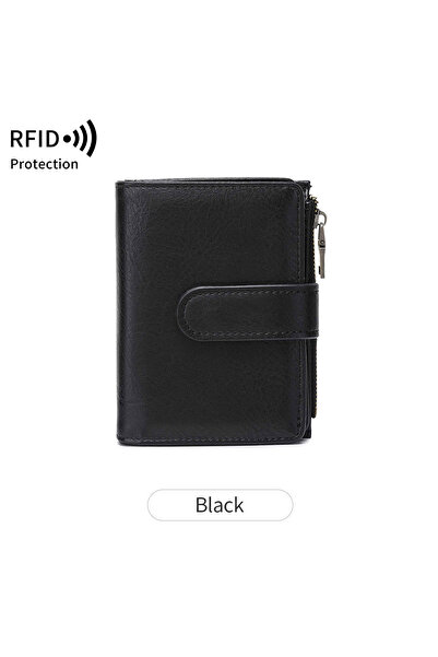 Choice محفظة نسائية QB377 سوداء بتصميم عتيق أنيق، مزودة بتقنية RFID لمنع السر...