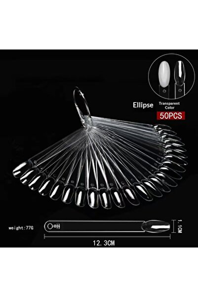 Choice1 A23-02 50pcs False Nail Display Tips Clear Nature Color Chart Oval Fa...