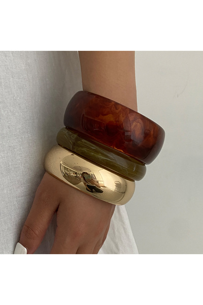 Choice3 set Ingemark 3 Styles Y2K Boho Resin Stack Chunky Bangles for Women N...