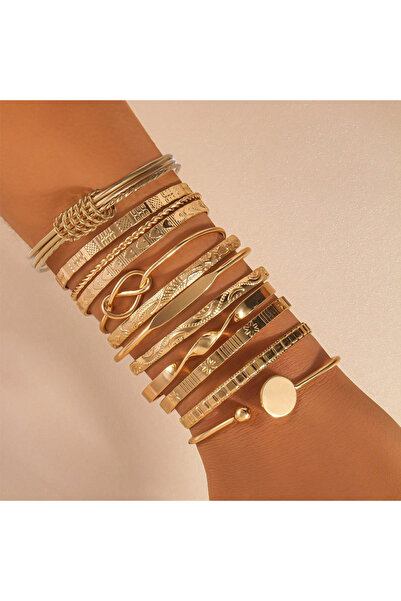 Choice AYAGold 12 Pcs/Set Trendy Multilayer Open Bangles Set for Women Punk G...