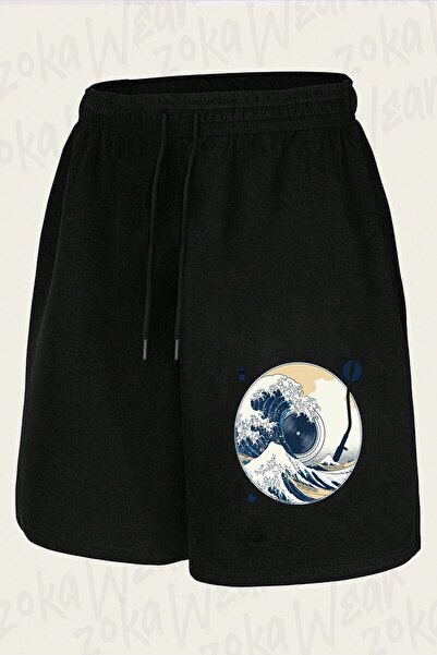 ZOKAWEAR Unisex the Great Wave Off Sound Design Printed Shorts