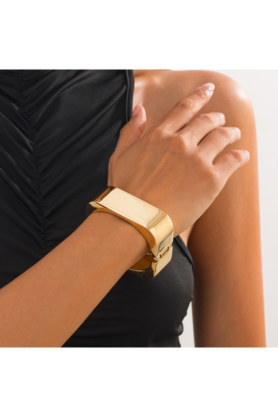 Choice Gold Color 1 Ingemark Punk Big Chunky Metal Wide Cuff Bangles for Wome...