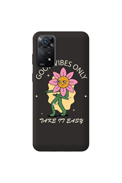 Other Xiaomi Redmi Note 11 4G Good Vibes Only Black Colored Silicone TPU Θήκη