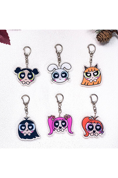 Choice6 5 cm 7 1/6Pcs Cartoon The Powerpuff Girls Keychain Accessories Acryli...