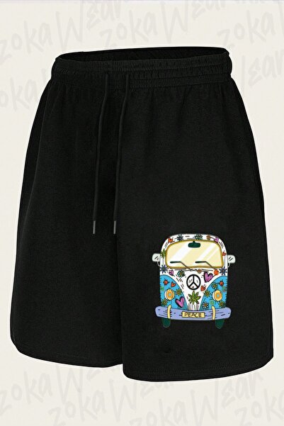 ZOKAWEAR Unisex Hippie Mod Peace Woswos Design Printed Shorts