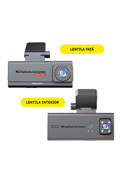 Noar Auto CAMERA DE BORD NOAR C200 4G - DETECTIE MISCARE, GPS, VIZIUNE NOCTURNA, FATA + INTERIOR, APLICATIE