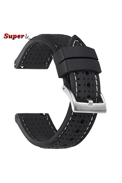 Choice 20mm Black White Breathable Silicone Sports Watchband 20mm 22mm 24mm f...