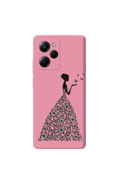Other Xiaomi Poco X5 Pro Butterfly Girl Pink Colored Silicone TPU Θήκη