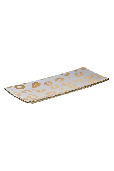 inart Διακοσμητικό Πιάτο 3-70-129-0207 30x13x3εκ. Λευκό-Χρυσό