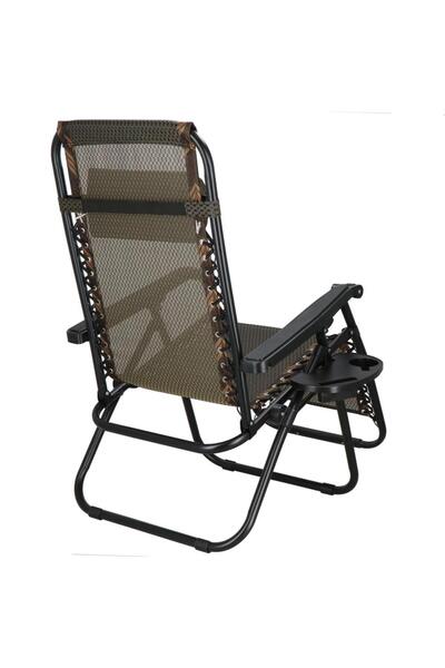 DealsReall Șezlong pliabil pentru plajă și grădină cu tetieră, 175 x 67 x 110...
