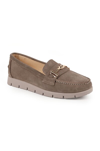 Libero Women's Loafer Shoes Suede Metal Buckle Moccasin Stitched Lightweight ...