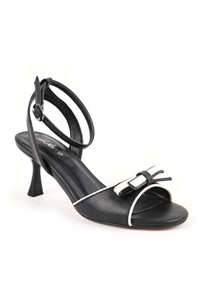 Libero Women's Classic Heeled Shoes Bowknot Open Toe Short Heel Antique Leath...