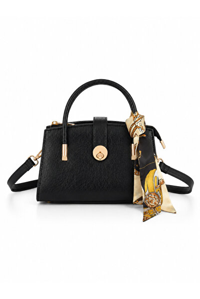Av A Dos Women's Shoulder Bag with Scarf, Cross Strap, Gold Detailed Mini Han...