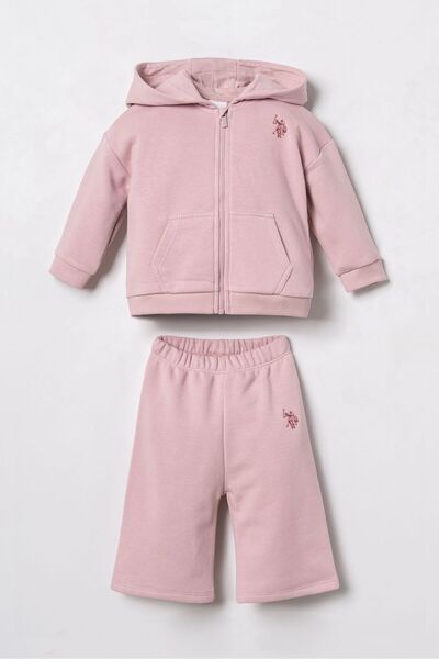 U.S. Polo Assn. Embroidered Baby Girl Pink Long Sleeve Pajama Set Usb3246-C-V4
