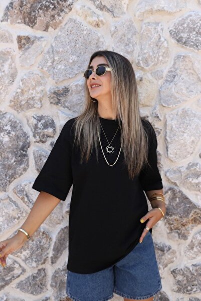 bytugcekaya Tricou negru oversize basic