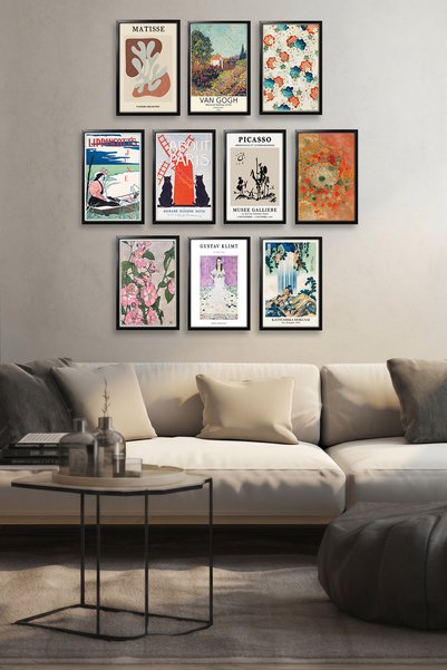 Erfa Concept Çerçeve Görünümlü 10 Parça MDF Tablo Seti Kaliteli Baskı Modern ...