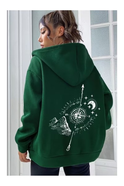 ZİYMO Unisex Hooded Sweatshirt with Back Print and Relaxed Fit
