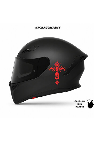 STCKRCO Minimal Haç Kask Stickerı – Kask Yan Taraf Cross Sticker Etiket - Min...