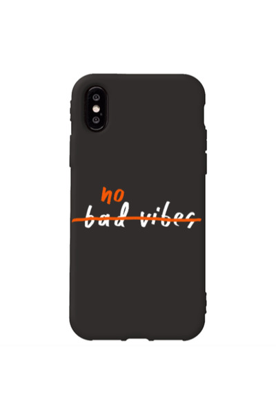 Other Apple iPhone Xs No bad vibes 2 Black Colored Silicone TPU Θήκη