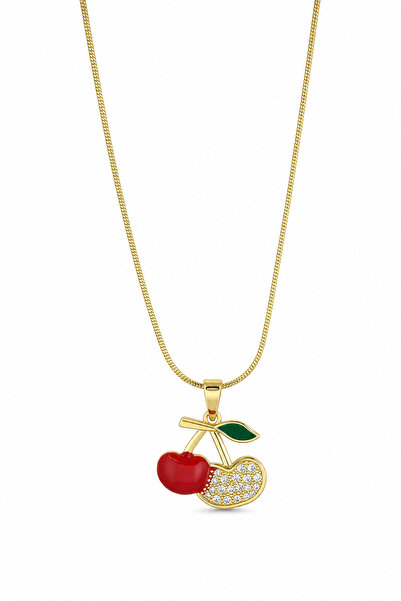 Jack Ferrero Steel Cherry Figured Stone and Enamel Yellow Color Necklace