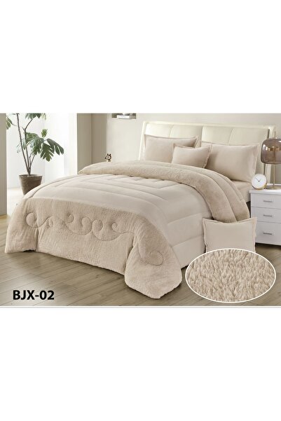 BIET ALMAFROSHAT Nefren Velvet Quilt Set on Fur, Consisting of 6 Luxurious Pi...