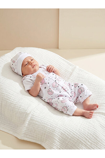 MiniKids Set 3 piese bebelusi Oite alb-roz