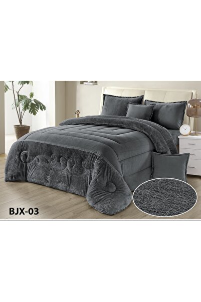 BIET ALMAFROSHAT Nefren Velvet Quilt Set on Fur, Consisting of 6 Luxurious Pi...
