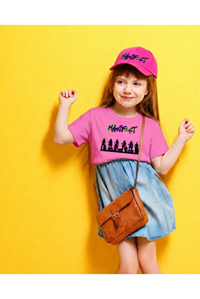 cirokids تي شيرت مطبوع من مجموعة مانيفست وقبعة وردية مطبوعة من مجموعة مانيفست...