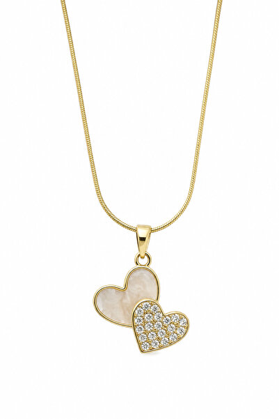 Jack Ferrero Yellow Color Steel Double Heart Pendant and Chain Special Stylis...
