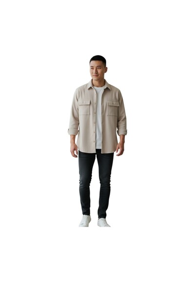 Privato GVICTORY 8032-1 Overshirt Ανδρικό Σε Κανονική Γραμμή Μπέζ -