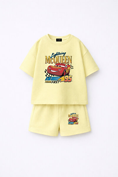fasardi Cars Cars Lightning Mcqueen Printed Oversize 100% Cotton T-Shirt Shor...