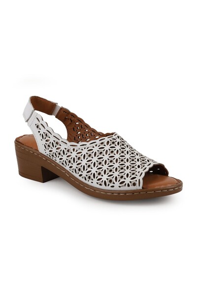 Libero Women's Sandals Laser Cut Sling-Back Thick Short Heeled Mother Shoes A...