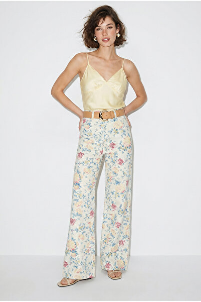 Bianco Lucci Women's Vintage Pattern High Waist Denim Pants Dp251033 60286008