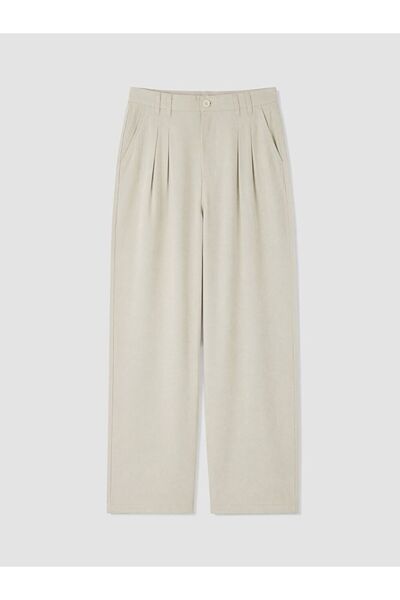 LC Waikiki Ecru Relax Fit Men's Pleated Trousers