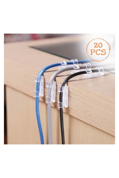 OEM Set 20 Cleme Autoadezive Transparente pentru Cabluri, Plastic, Diametru P...